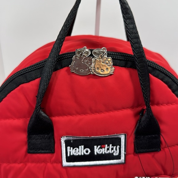 Hello Kitty Quilted Red Mini Backpack Embroidered Bag Zipper Charm Y2K - Picture 2 of 16